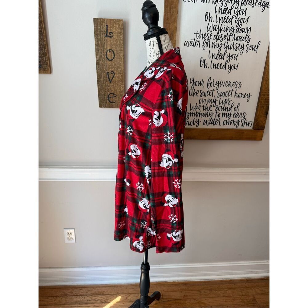 Disney Women's Mickey Mouse Plaid Flannel Holiday Jammies Sleepshirt Red Medium - Picture 5 of 8
